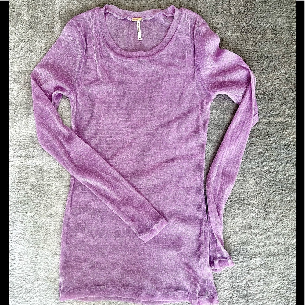 Poof pink lilac pastel top see through, chrome, lurex, shiny, M